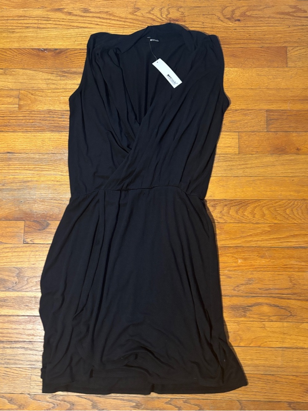 LAmade Black Sleeveless faux Wrap-Front Mini Dress
